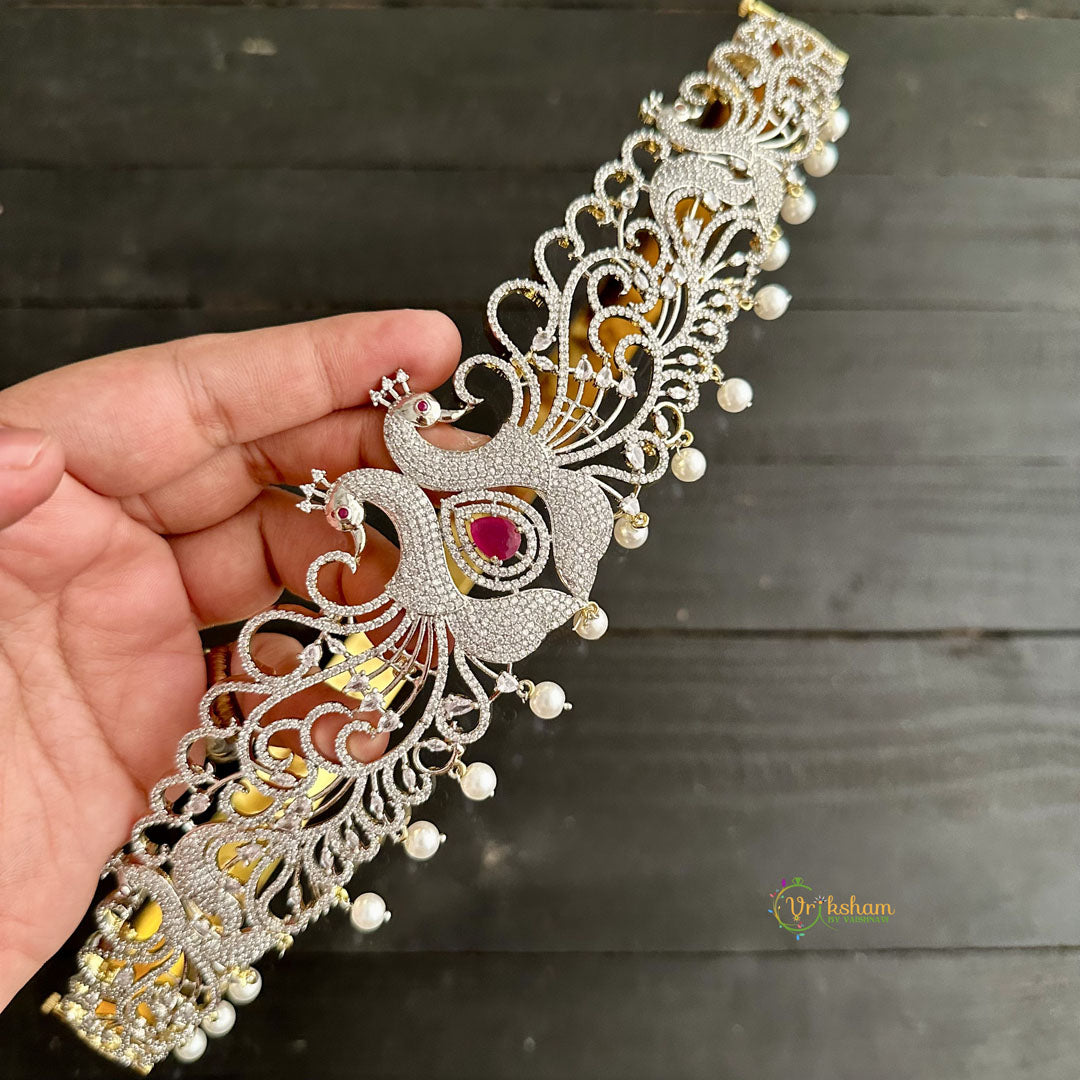 Exquisite Peacock Bridal American Diamond Hipbelt - G11506