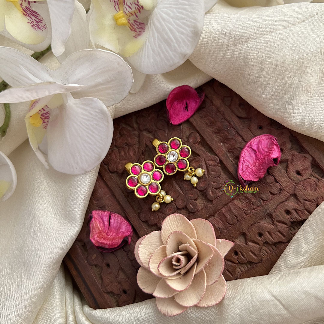 Vriksham Red White Floral Maharashtrian Style Press Bugadi-Pearl-J3084