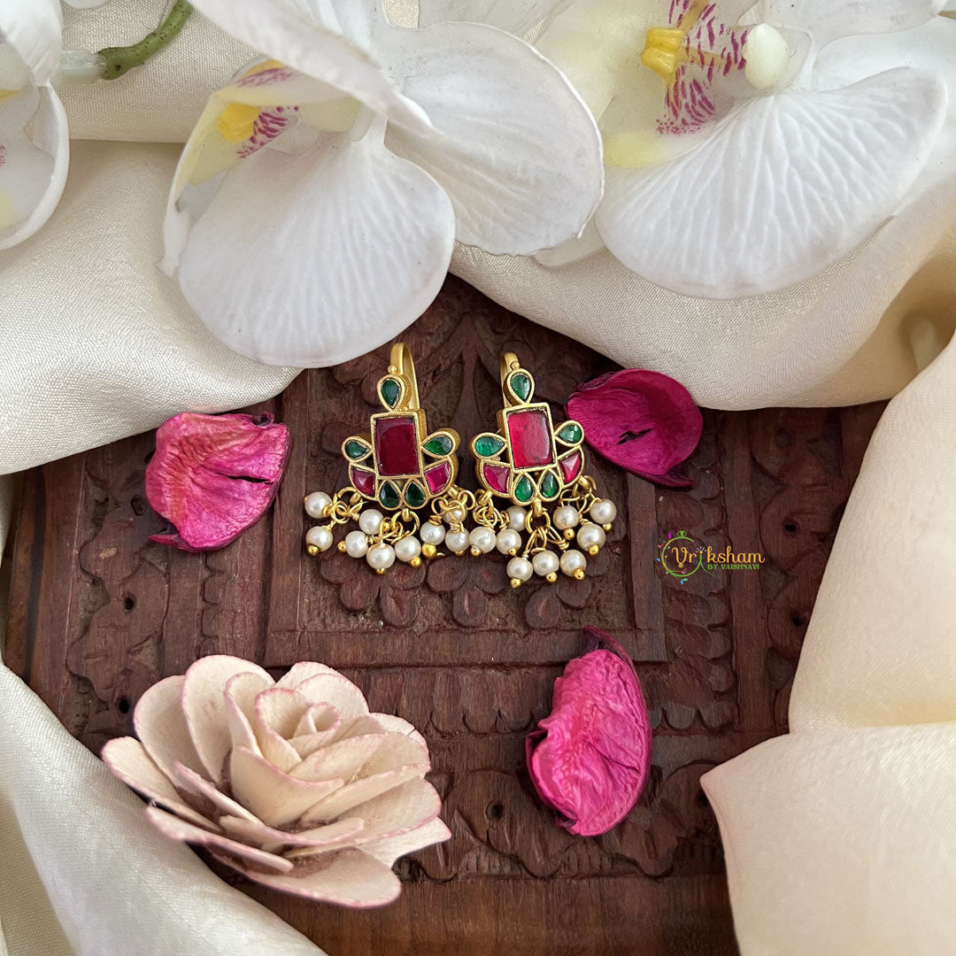 Vriksham Unique Maharashtrian Style Press Bugadi-Green Red-Pearls-J3072