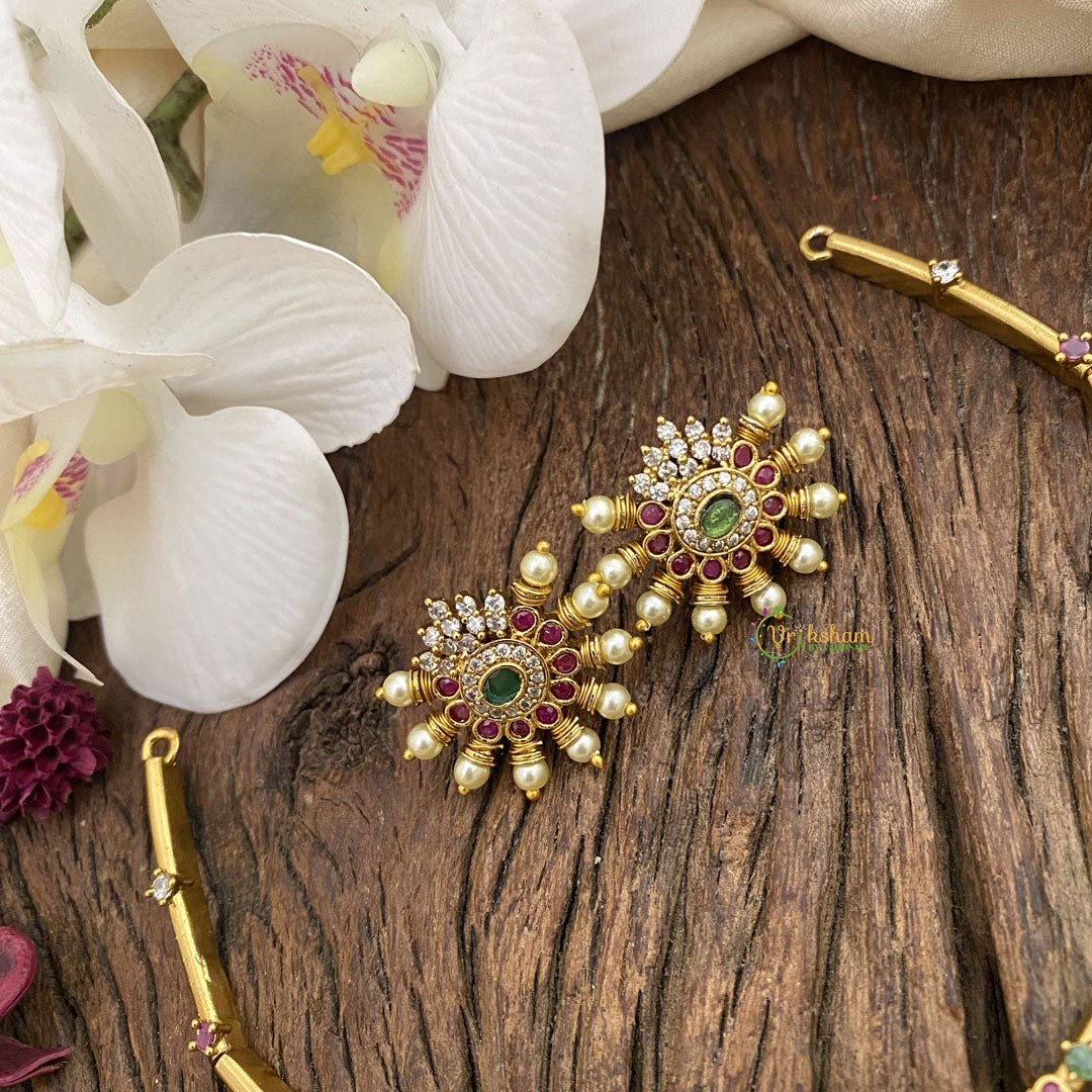 Vriksham Premium AD Stone Pendant Hasli Choker-Red,White & Green-G16619