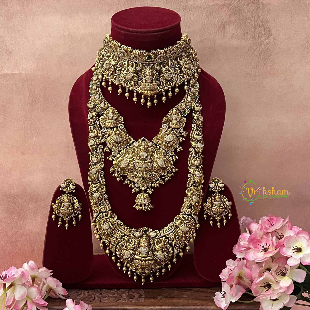 Vriksham Bridal Classic 3 Layered Lakshmi AD Stone Bridal Set-G21188