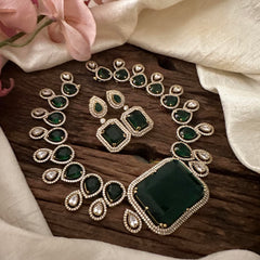 Fancy Emerald Green Victorian Diamond Neckpiece-VV1690