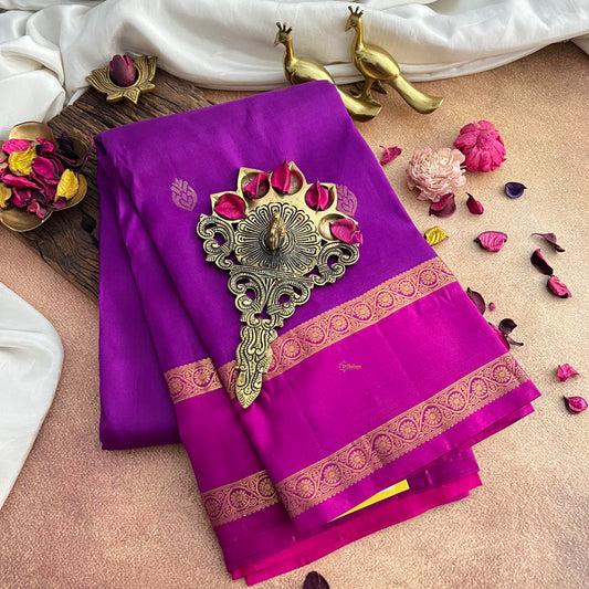 Purple Double Border Kanchi Silk Saree-VS3915