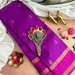 Purple Double Border Kanchi Silk Saree-VS3915