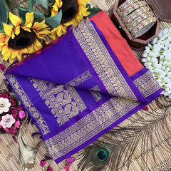 Vriksham Royal Red  & Blue Border With Butta Design Kalyani Cotton Saree-VS4958