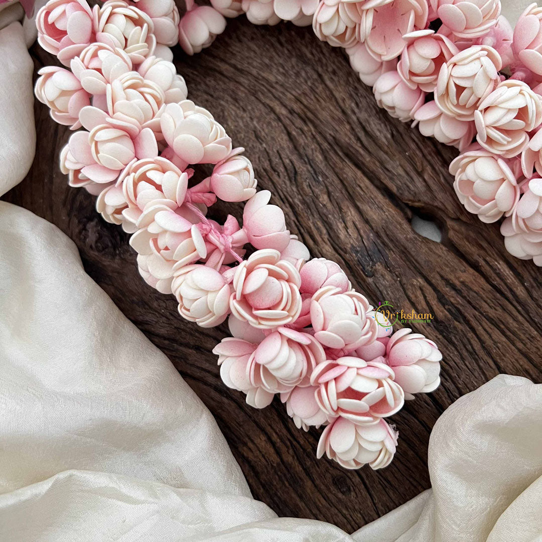 Vriksham Traditional Baby Pink Jasmine String Floral Gajra Flower Accessories-H1229