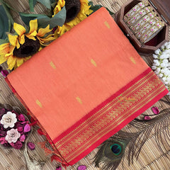 Vriksham  Orange & Red Border With Butta Design Kalyani Cotton Saree-VS4953