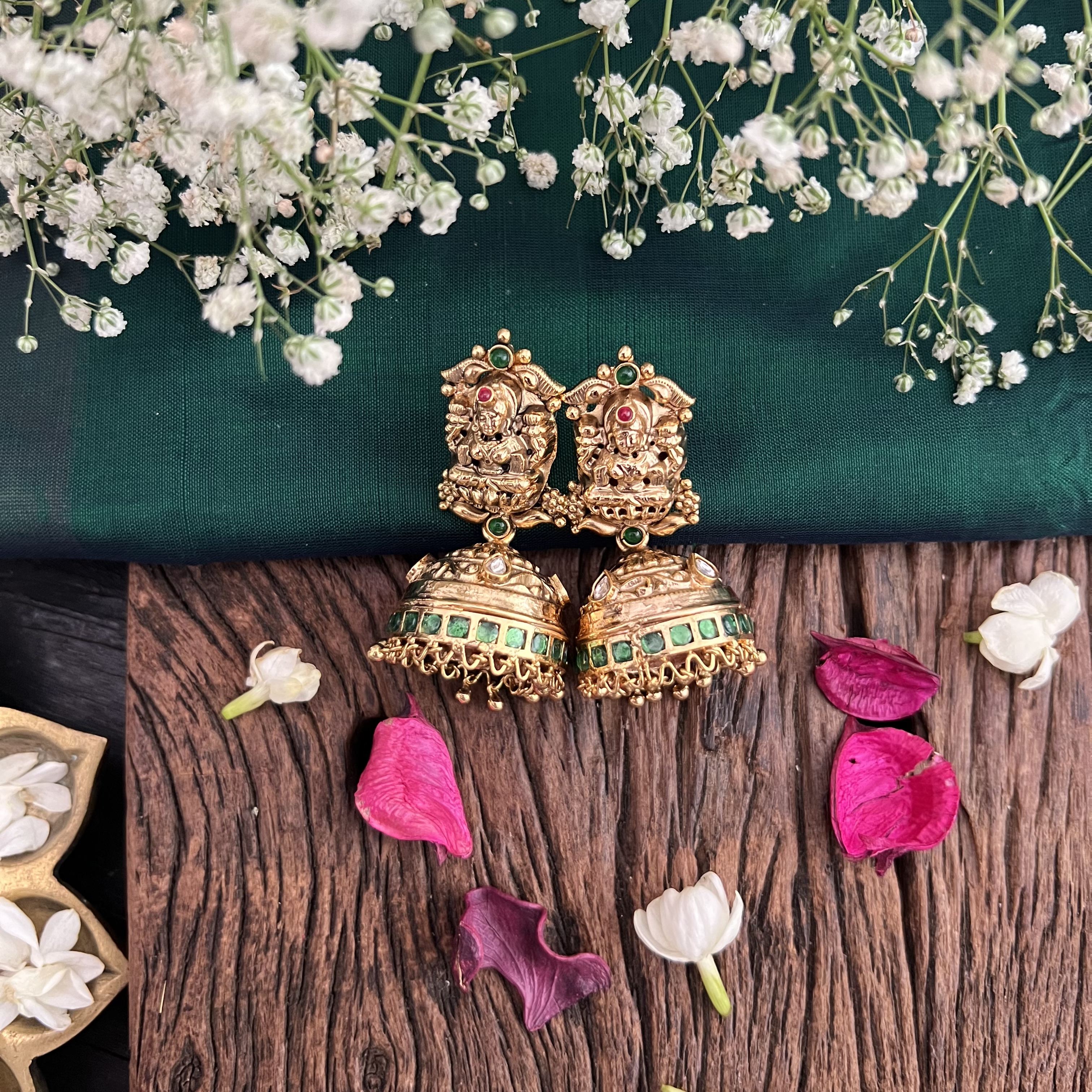 Vriksham Unique 1 gm gold Lakshmi Jhumka-G17068