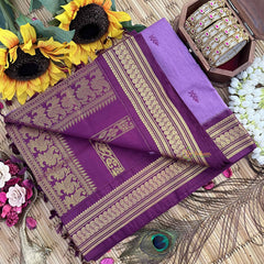 Vriksham Lavender & Wine Border With Butta Design Kalyani Cotton Saree-VS4971