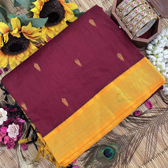 Vriksham  Maroon & Yellow Border With Butta Design Kalyani Cotton Saree-VS4952