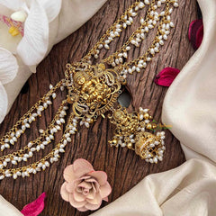 Vriksham Divine God Motif Temple With Triple Pearl Side Chains Jada Billai -G21691