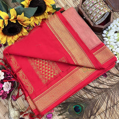 Vriksham Orange & Red Border With Butta Design Kalyani Cotton Saree-VS4978
