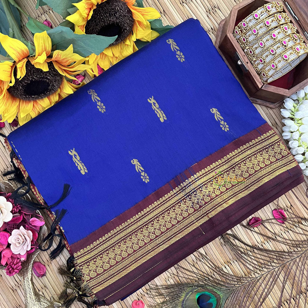Vriksham Blue & Maroon  Border With Butta Design Kalyani Cotton Saree-VS4951