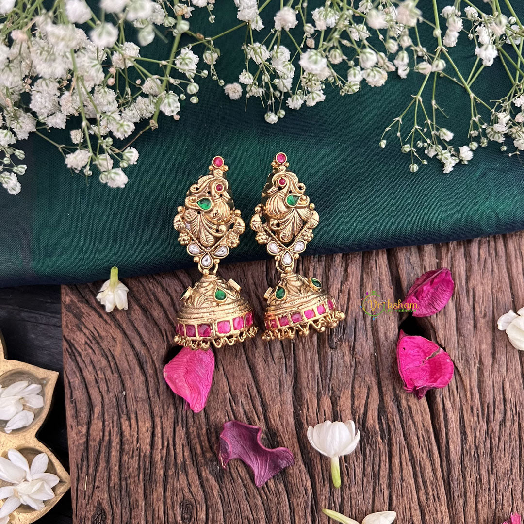 Vriksham Exaquisite Peacock 1 gm gold Jhumka-G17075