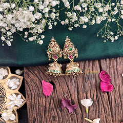 Vriksham Antique Peacock 1 gm gold Jhumka-G17069