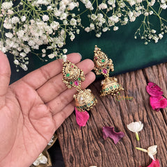 Vriksham Antique Peacock 1 gm gold Jhumka-G17069