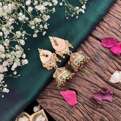 Vriksham Antique Peacock 1 gm gold Jhumka-G17069