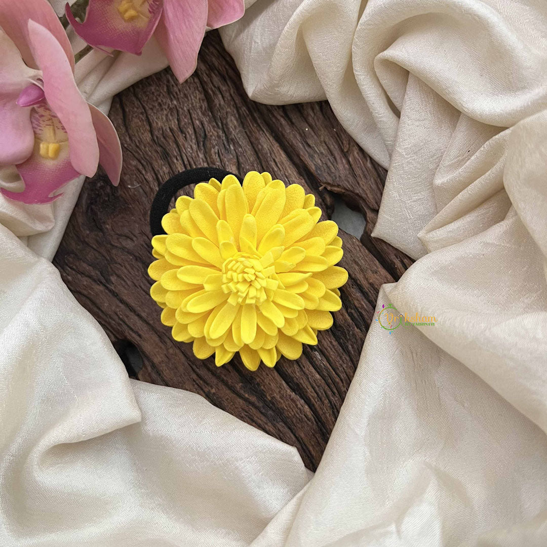 Vriksham Handcrafted Yellow Flower Hair Rubber-H1239