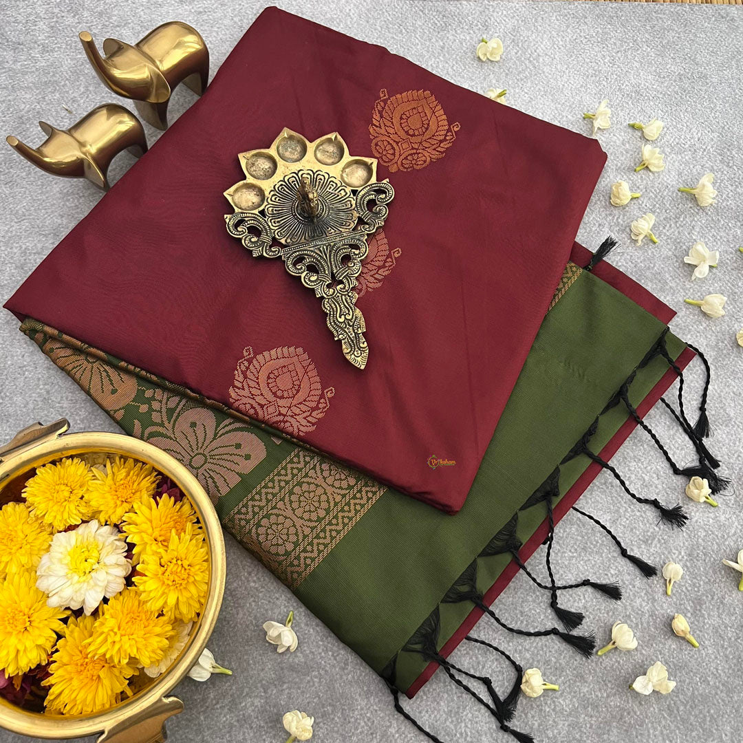 Maroon Soft Silk Saree-VS3917