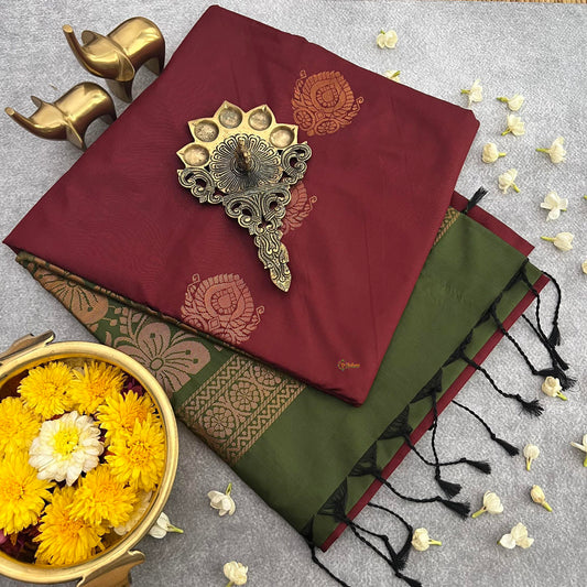 Maroon Soft Silk Saree-VS3917