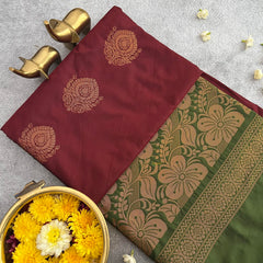 Maroon Soft Silk Saree-VS3917