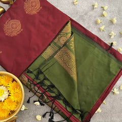 Maroon Soft Silk Saree-VS3917