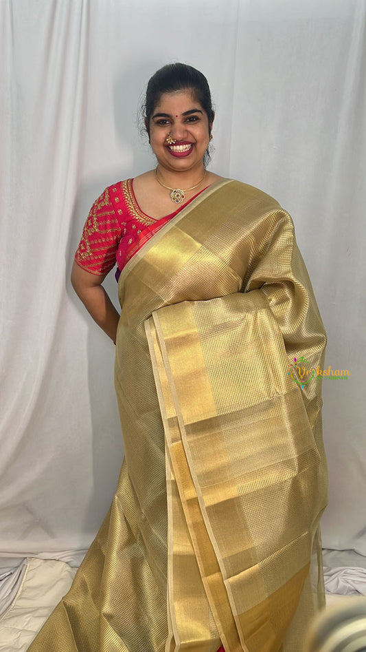 Golden Banarasi Saree Border-Handloom-VS4080