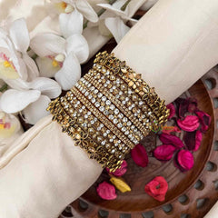 Vriksham Elegant Champagne & White Stone Silk Bangles Set-G21708