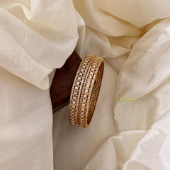 Gold Look Alike White AD Stone Bangle Set -G14975