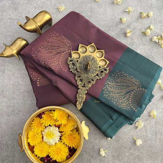 Dark Lavender Self Border Soft Silk Saree-VS3922