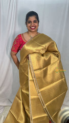 Golden Banarasi Saree Leaf Design-Handloom-VS4076