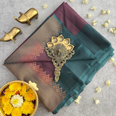 Dark Lavender Self Border Soft Silk Saree-VS3922