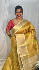 Rekha's Golden Banarasi Saree-Handloom-VS4072