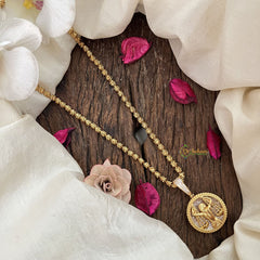 Vriksham Gold-Plated Victory Angel With White Pendant Chain Neckpiece-G19598
