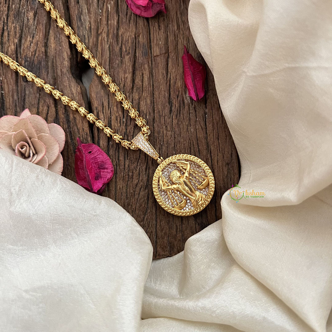 Vriksham Gold-Plated Victory Angel With White Pendant Chain Neckpiece-G19598