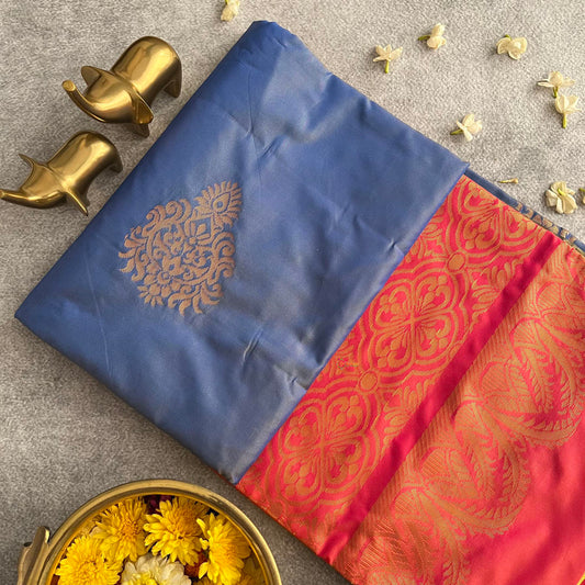 Blue Soft Silk Saree-VS3939