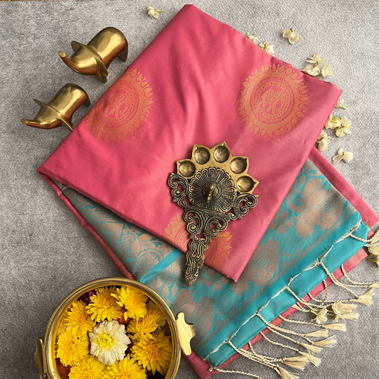 Pink Soft Silk Saree-VS3930