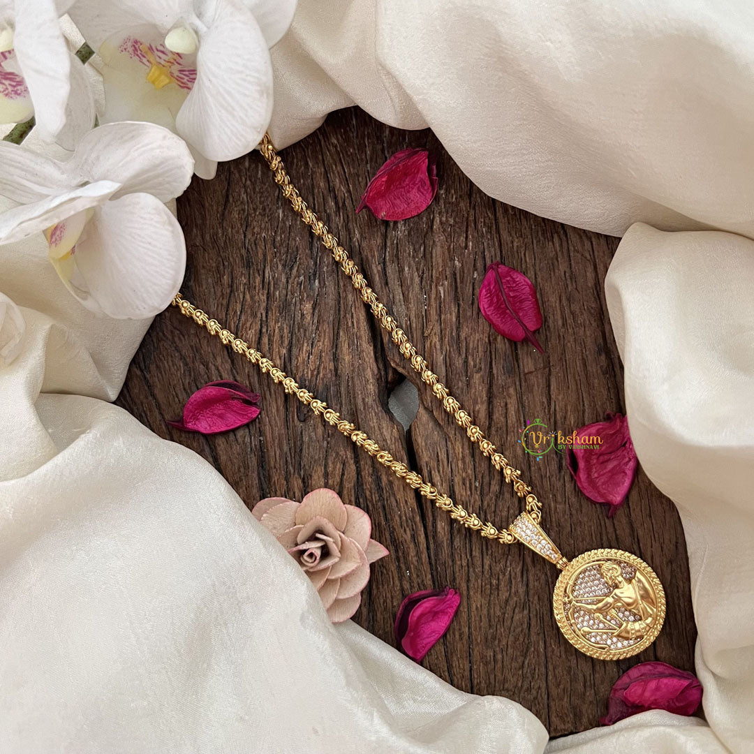 Vriksham Gold-Plated Virgo Zodiac White Accents Pendant Chain Neckpiece-G19604
