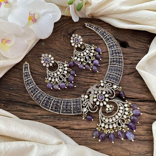 Designer Purple Victorian Diamond Hasli-VV1700