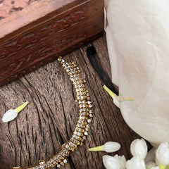 Vriksham Heart Style Pendant Short Neckpiece-Diamond Drops-White-G21161