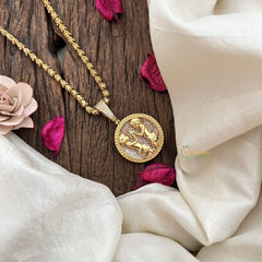Vriksham Minimalist Gold-Plated Zodiac Sign White Accents Pendant Chain Neckpiece-G19605