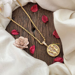 Vriksham Minimalist Gold-Plated Zodiac Sign White Accents Pendant Chain Neckpiece-G19605