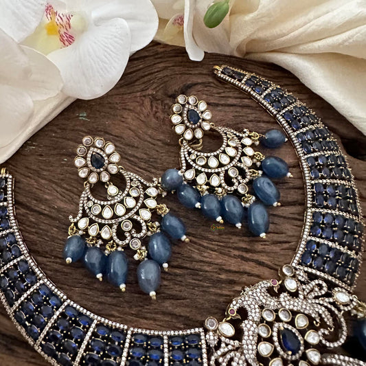 Designer Royal Blue Victorian Diamond Hasli-VV1701