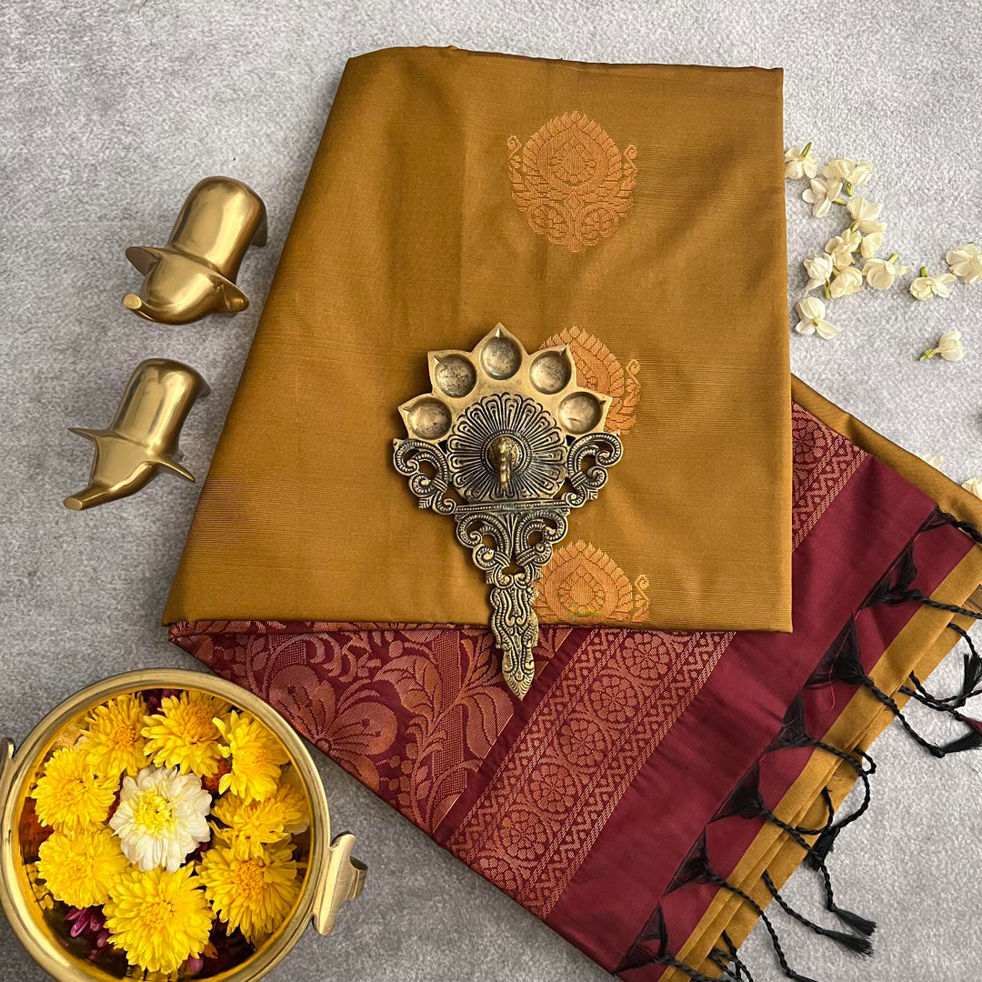 Mehendi Color Soft Silk Saree-VS3935