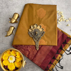 Mehendi Color Soft Silk Saree-VS3935