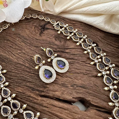 Elegant 2 Layer Purple Victorian Diamond Neckpeice-Tear Drop-VV1674