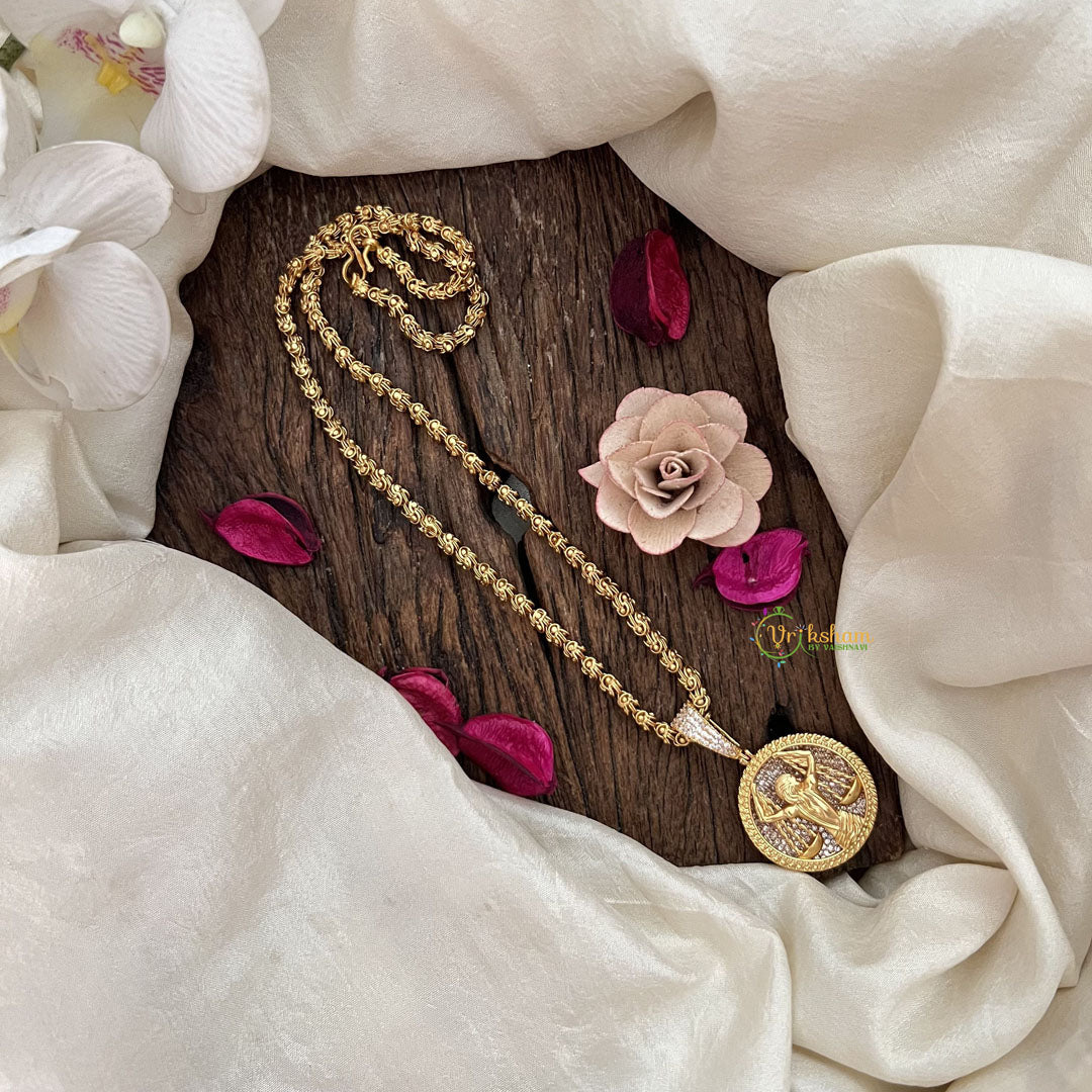 Vriksham Gold-Plated Victory Angel With White Pendant Chain Neckpiece-G19598