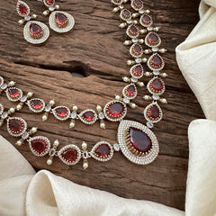 Elegant 2 Layer Red Victorian Diamond Neckpeice-Tear Drop-VV1675