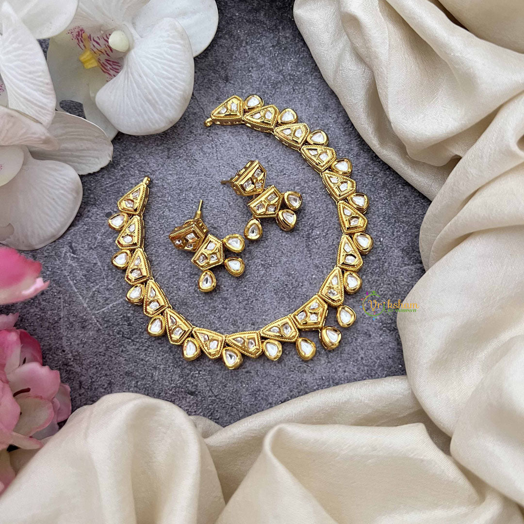 Vriksham Classic Gold Plated Kundan Tear Drop Design Neckpiece-G20368