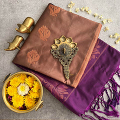 Wood Color Soft Silk Saree-VS3938